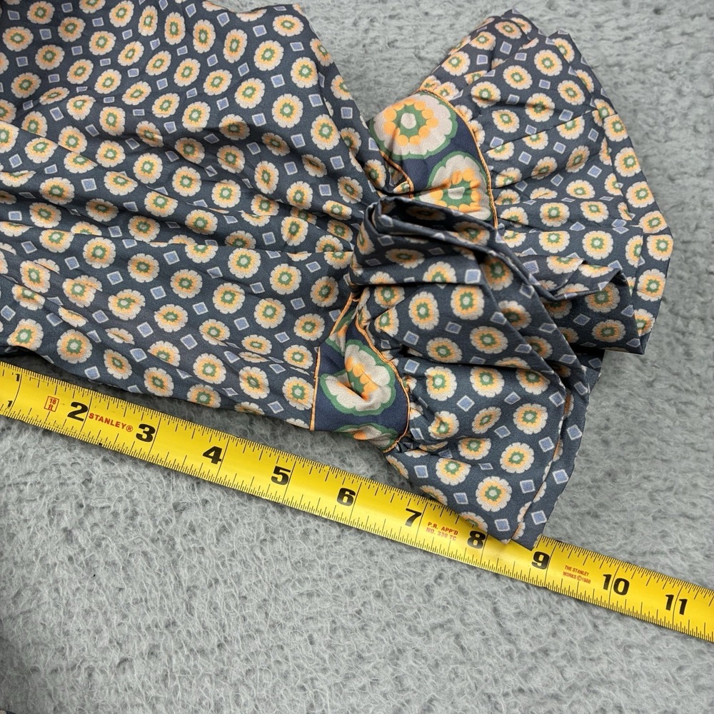 Gretchen Scott Tiered Maxi Dress Ruffle Collar Blue Orange Print Women's Large - Picture 6 of 16